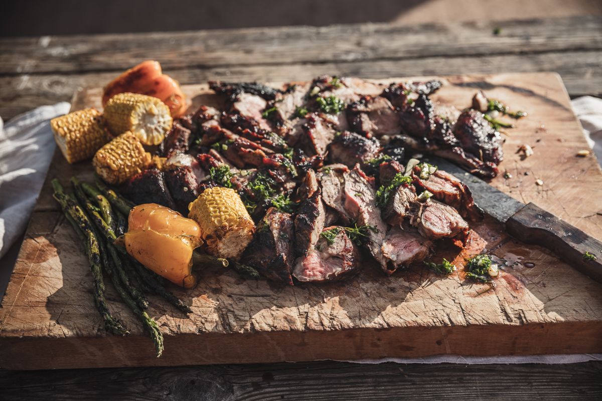 Slow-grown beef, carved