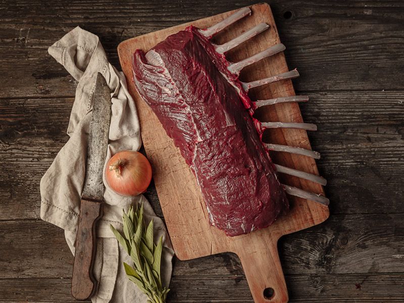 French-trimmed venison rack